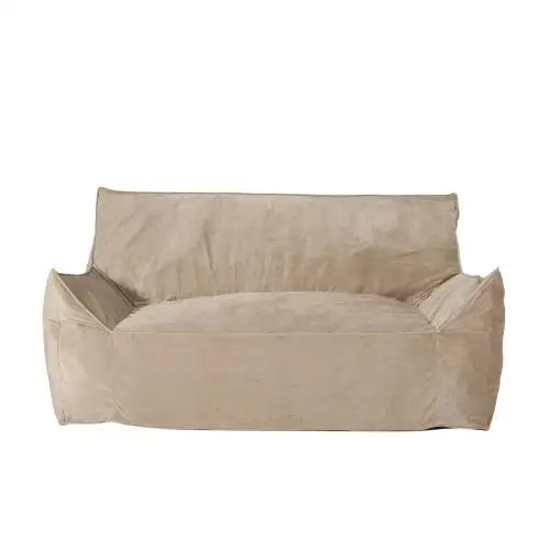 Fila Velveteen Two Seat Bean Bag Sofa Modern European Design Oversized Armrests Shredded Foam Fill Extra Soft