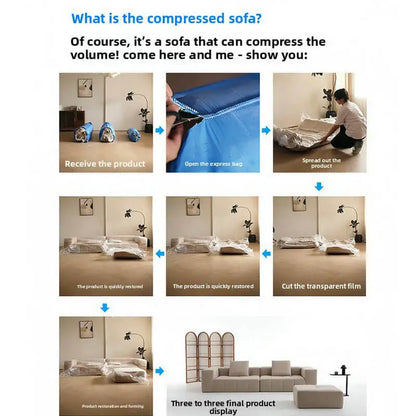 Moon Shape Comfortable Fabric Sectional Sofa Vacuum Compress Interior Design Living Room Furniture for Home Apartment Villa