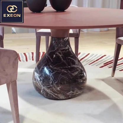 Italian Furniture Minimal Design Dining Table Natural Marble Modern Mansion Designer Round Dining Table