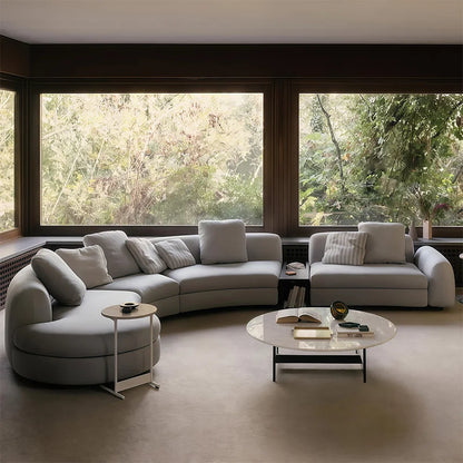 Nordic Style Convertible Upholstered Fabric Sectional Sofa with Curved Arms for Hotel Living Room Apartment