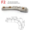 Nordic Style Convertible Upholstered Fabric Sectional Sofa with Curved Arms for Hotel Living Room Apartment