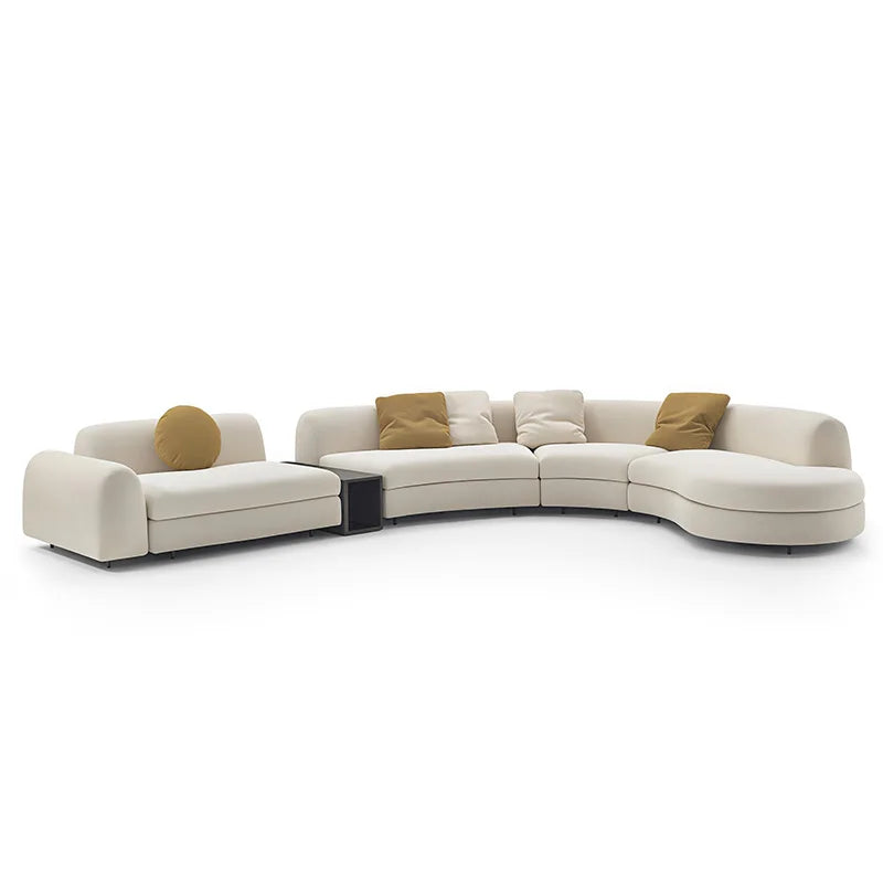 Nordic Style Convertible Upholstered Fabric Sectional Sofa with Curved Arms for Hotel Living Room Apartment
