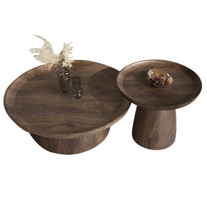 Modern Minimalist Extendable Round Wooden Coffee Table with Slate Top Panel Style Living Room Furniture for Home Use