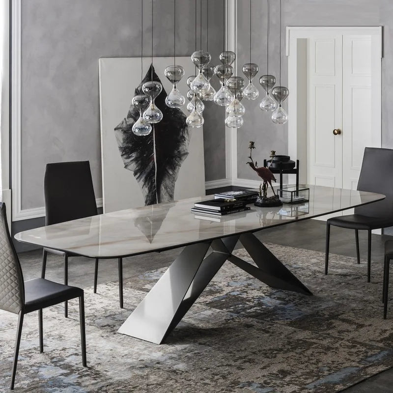 Nordic Modern Luxury Rectangular Dining Table Set Home Use Living Room Furniture