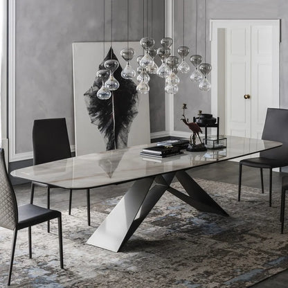 Nordic Modern Luxury Rectangular Dining Table Set Home Use Living Room Furniture