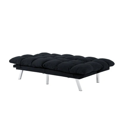 Multifunctional Modern Sofa Bed Foldable 2-Seater Velvet Fabric for Bedroom Living Room & Apartments (Black)