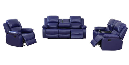 Beige Corduroy 3-Piece Living Room Recliner Sofa Set