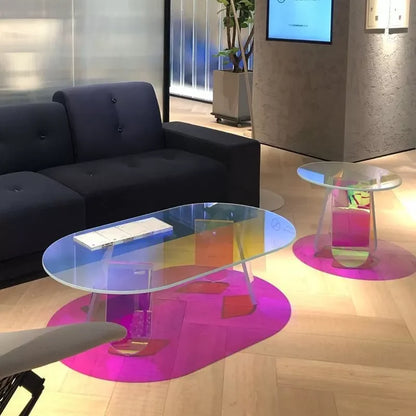 Nordic Modern Sofa Side Round Acrylic Coffee Table rainbow Colorful Living Room Center Side Tea Table
