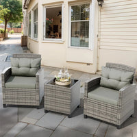 Anti-fading Patio Furniture 3 Pieces/4 Pieces Sofa Outdoor Wicker Loveseat Set With Cushions with Removable Cushion Covers
