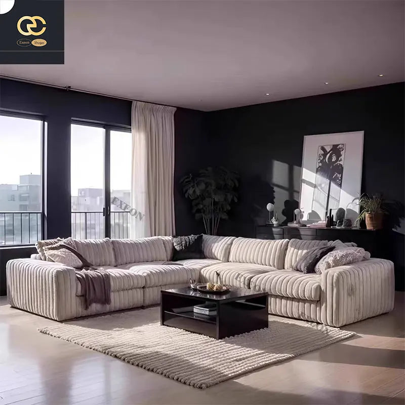 Charming High Resilience Design, Home Luxury Sofa Bed, Corduroy Classic Large Sofa