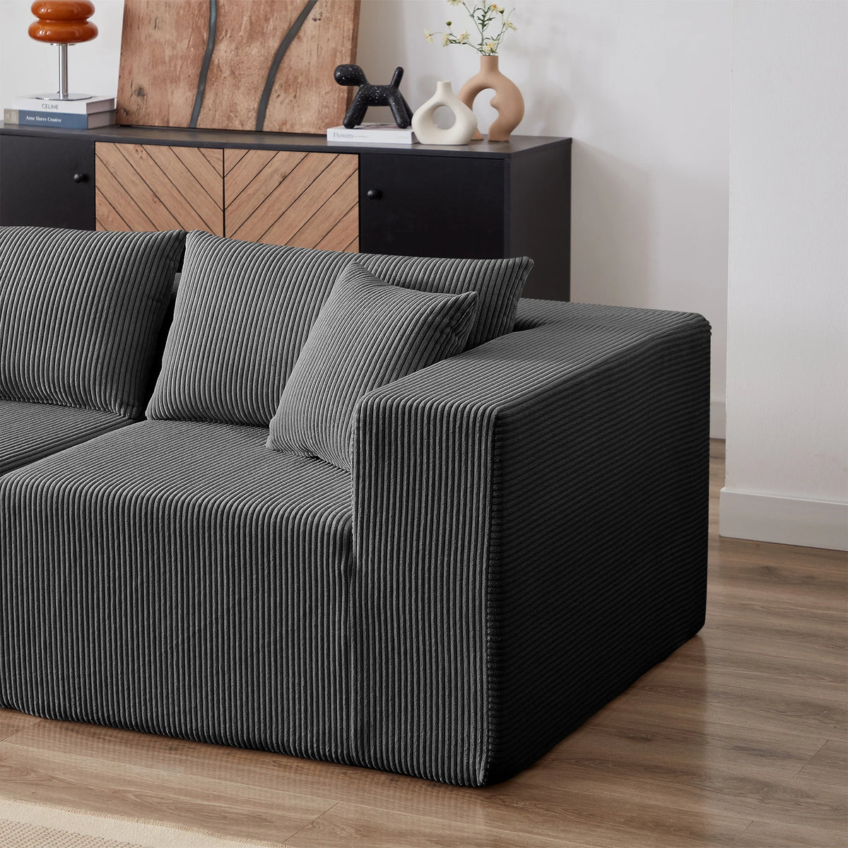 High Compact Multi-seat Luxury Light Gray Flannel Upholstered Sofa Bed Set Modern Sectional Eco-Friendly Apartment Tufted Villa