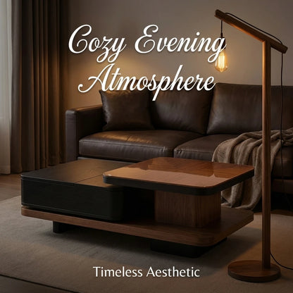 Modern Two-piece Design, Coffee Table, Wooden Board, Glossy Paint, Easy to Clean, Durable, Household Living Room Furniture