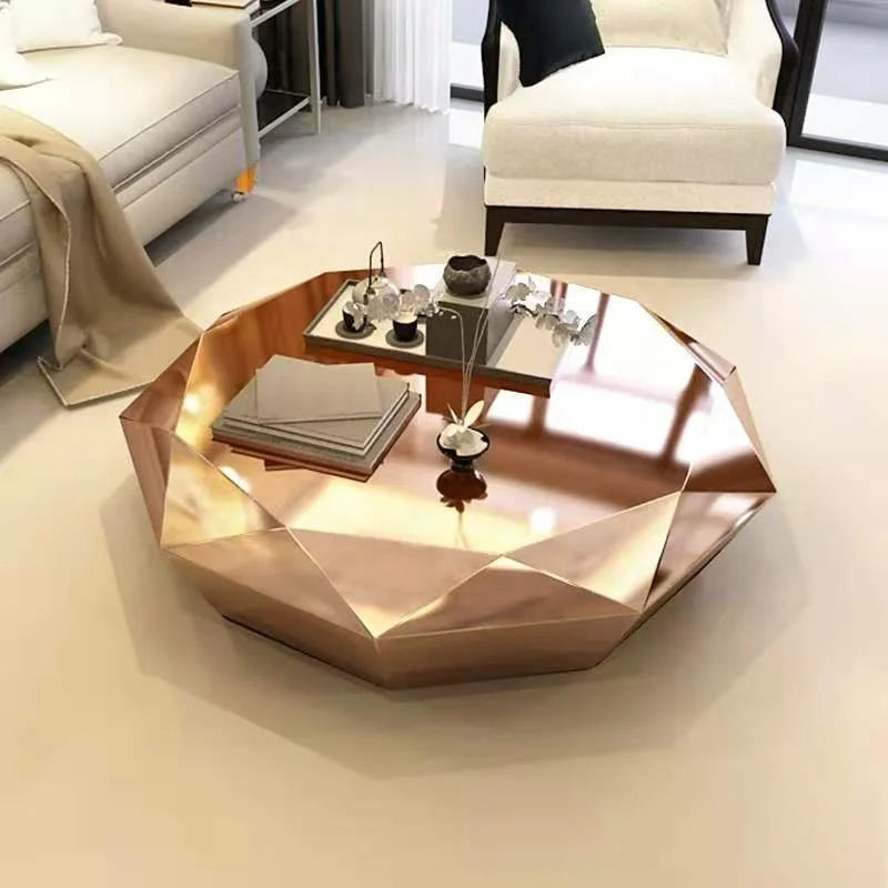 Luxury Design Diamond Shape Coffee Table Modern Rose Gold Stainless Steel Center Table Living Room Villa House Sofa Center Table