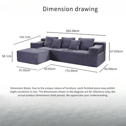 Modern Minimalist Lazy Sofa with Compressible Italian High-density Foam Compact Modular Living Room Sofa Set for Small Spaces