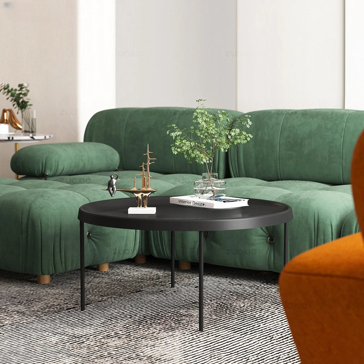 KINNO Nordic Japanese Style Iron Furniture Modern Simple Design Living Room Corner Table Set for Small-Sized Rooms Coffee Table