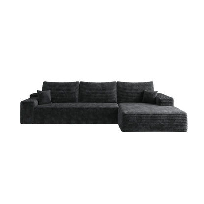 Modern Eco-Friendly Tufted Living Room Corner Sofa-Single Seat Reclining Left Sleeper Black