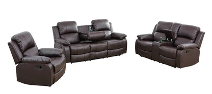Beige Corduroy 3-Piece Living Room Recliner Sofa Set