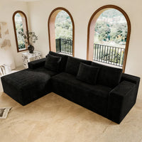 Modular Sectional Sofa Set Modern Sofa Bed Eco-Friendly Design Plush Corduroy Fabric Wood Legs No Assembly Required 2PC Free