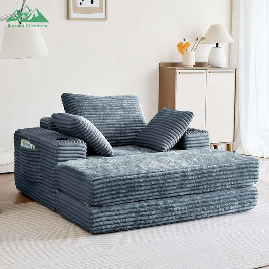 Wayon Convertible L-Shape Sofa Bed Set Modern Minimalist Design Eco-Friendly Foam Filled Small Apartment Living Room No Assembly