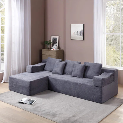 Modern Minimalist Lazy Sofa with Compressible Italian High-density Foam Compact Modular Living Room Sofa Set for Small Spaces