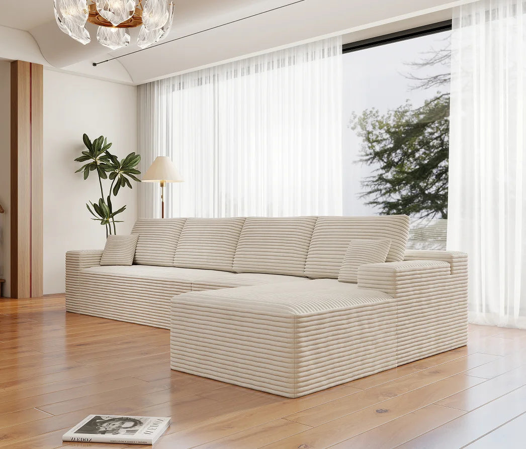 Modular Convertible Sectional Sofa Set Upholstered L-Shape Modern Sofa for Living Room Bedroom Apartment No Assembly Required