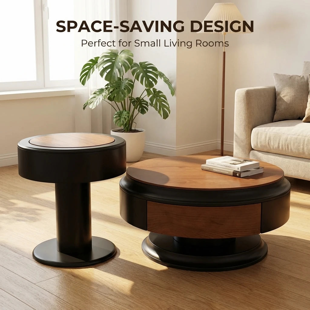 Modern Two-piece Design, Coffee Table, Wooden Board, Glossy Paint, Easy to Clean, Durable, Household Living Room Furniture