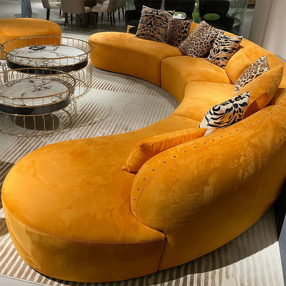 Italian High-End Luxury Modern Designer Curved Sofa Set Convertible and Upholstered for Modern Fashion Living Room Furniture