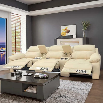 Lurxuy Multi-Function Electric 3 2 1 Sofa Set Modern Home Theater Leather Sofa Smart Living Room Sofa Furniture Set