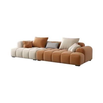 Nordic Modern Simple Size Living Room square Cream Frosted Velvet Sofa Sectional