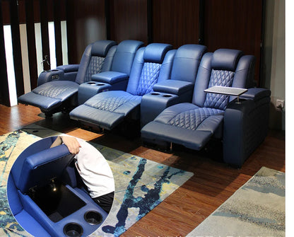 Multifunctional Electric Recliner Home Theater Living Room Sofa Genuine Leather Couch Nordic Cinema Modern Relax Massage Chair