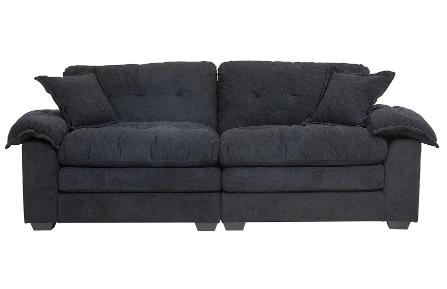 84" Chenille Convertible Modern Sofa Loveseat Deep Seat 2 Throw Pillows Memory Foam Living Room Apartment Office Lounge-Black