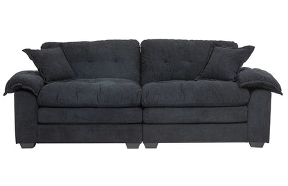 84" Chenille Convertible Modern Sofa Loveseat Deep Seat 2 Throw Pillows Memory Foam Living Room Apartment Office Lounge-Black