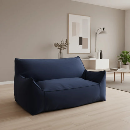 Fila Velveteen Two Seat Bean Bag Sofa Modern European Design Oversized Armrests Shredded Foam Fill Extra Soft