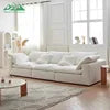 Wayon   Modern Modular Sofa with Wooden Legs Light Beige Fabric for Apartment Living Room Flexible Sectional