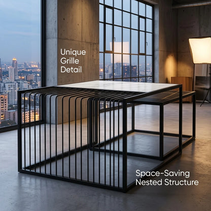 Modern Two-piece Design, Coffee Table, Metal Frame, Glossy Paint, Easy to Clean, Durable, Home Living Room Furniture