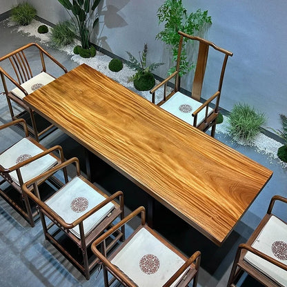 Solid Wood Large Board Walnut Wood Whole Piece Office Desk Tea Table Set New Chinese Style Minimalist Modern Executive Desk