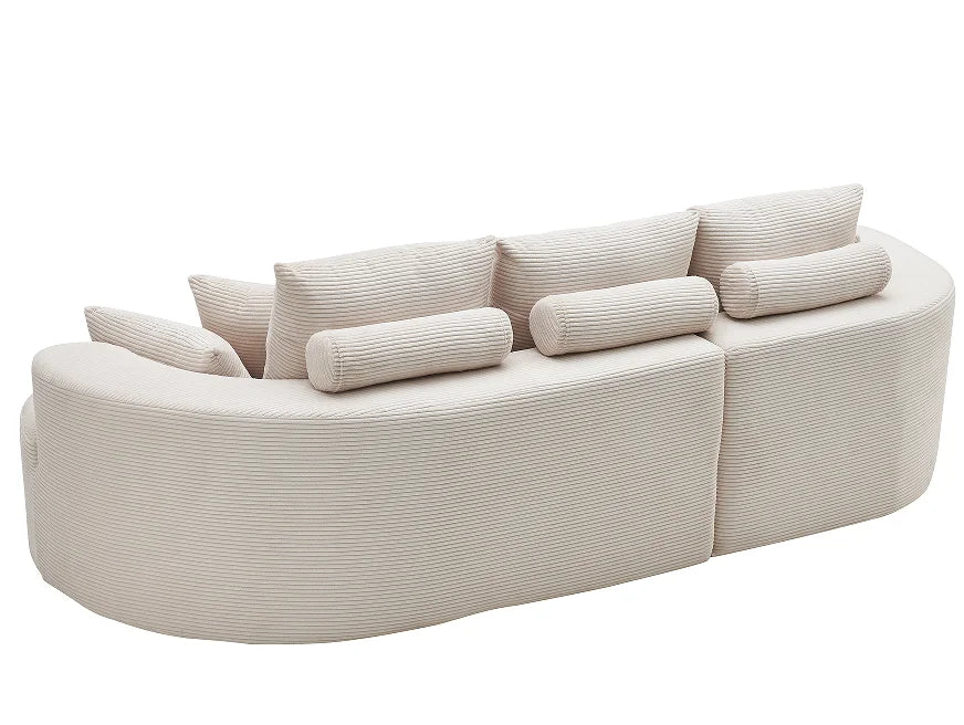 106 In. 2-Piece Modern Reclining Fabric Cloud Curved Sectional Sofa  with Chaise for Villa Living Room Bedroom Apartment-Gray