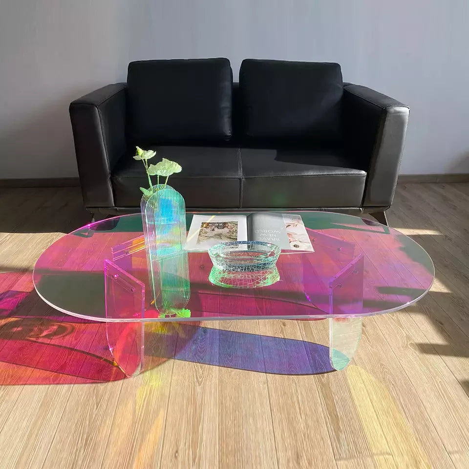 Nordic Modern Sofa Side Round Acrylic Coffee Table rainbow Colorful Living Room Center Side Tea Table