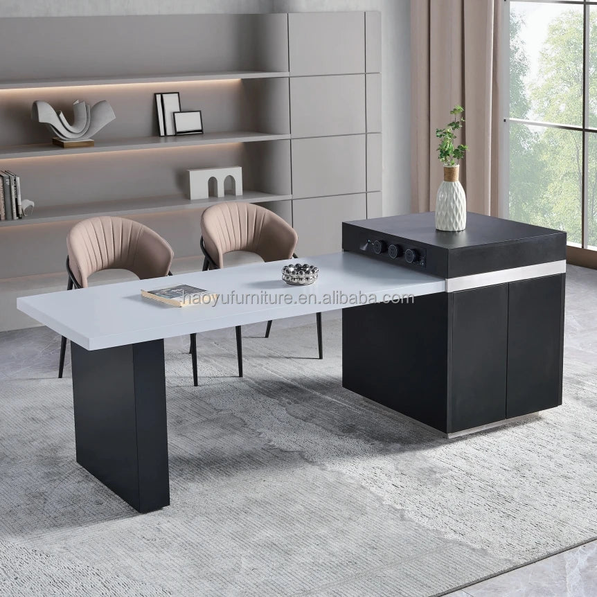Modern Design Extendable Dining Desk Wooden Panel with 3-4 Drawers for Home Furniture in Hotels and Apartments
