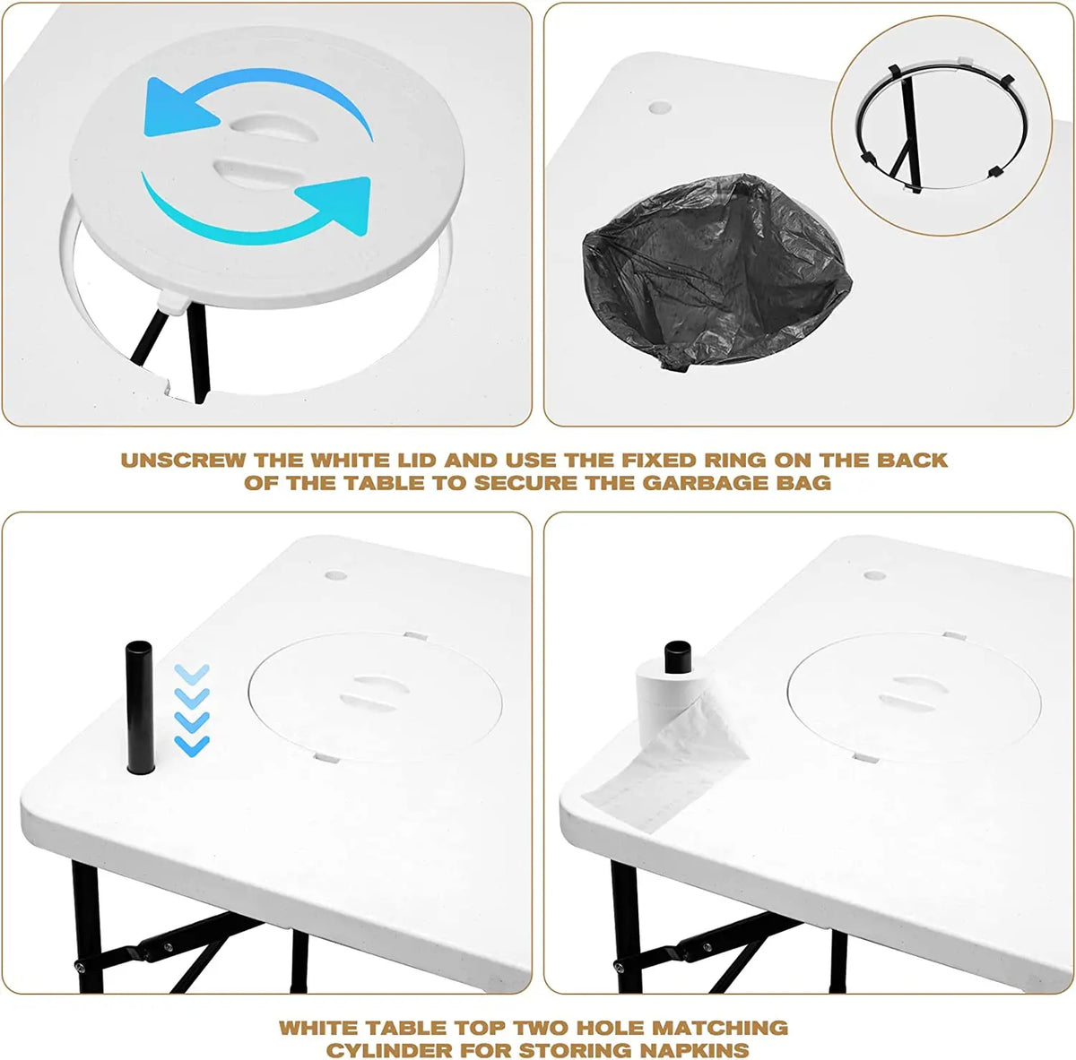WOQI Folding Portable Grill Table for Camping Easy to Assemble with Adjustable Height Legs Multifunctional