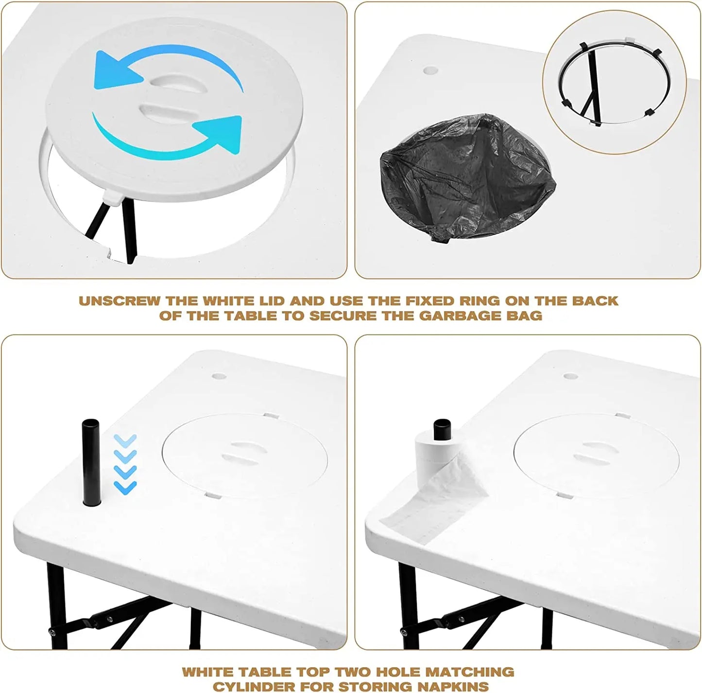 WOQI Folding Portable Grill Table for Camping Easy to Assemble with Adjustable Height Legs Multifunctional
