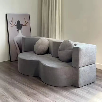 New Mid-Century Style Dual Purpose Convertible 2-Person Sofa Bed New Living Room Compression Sofa Sponge Filling Material