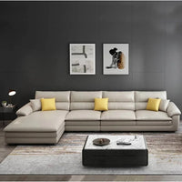 MANBAS Nordic Living Room Sofa Italian Genuine Leather Couch L-shaped Sectional Sofa Sets for Home Furniture Seating Room
