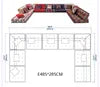 Modern Solid Wood Upholstered Extendable Square Sectional Mah Jong Sofa Living Room Furniture Modular Adjustable Apartment/Villa