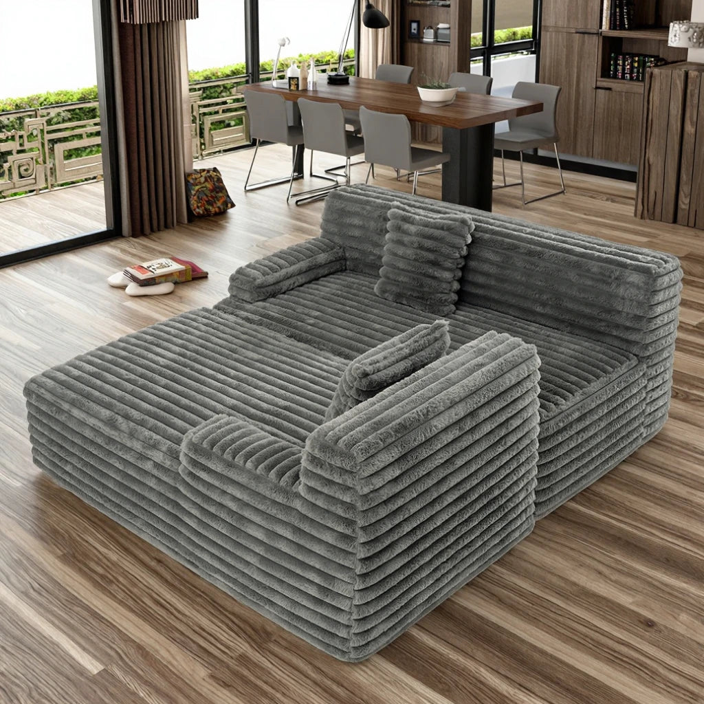 Cloud Convertible Sectional Sofa Set Modular Design for Apartment Living Room Dark Gray