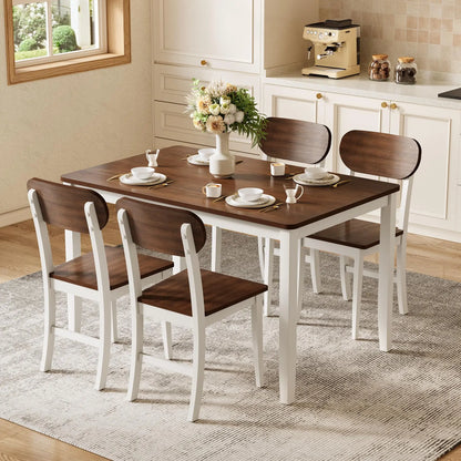5-Piece Solid Wood Dining Table Set for 4