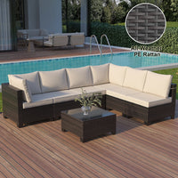 7-piece Sofa Custom Modular Combination Rattan Garden Preferred Outdoor Furniture Factory Wholesale Low-cost Sofa Set Multicolor