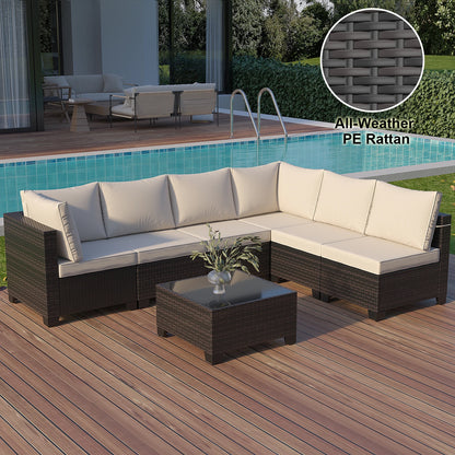 7-piece Sofa Custom Modular Combination Rattan Garden Preferred Outdoor Furniture Factory Wholesale Low-cost Sofa Set Multicolor
