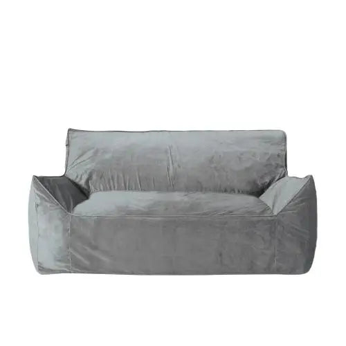 Fila Velveteen Two Seat Bean Bag Sofa Modern European Design Oversized Armrests Shredded Foam Fill Extra Soft