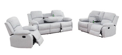 Beige Corduroy 3-Piece Living Room Recliner Sofa Set